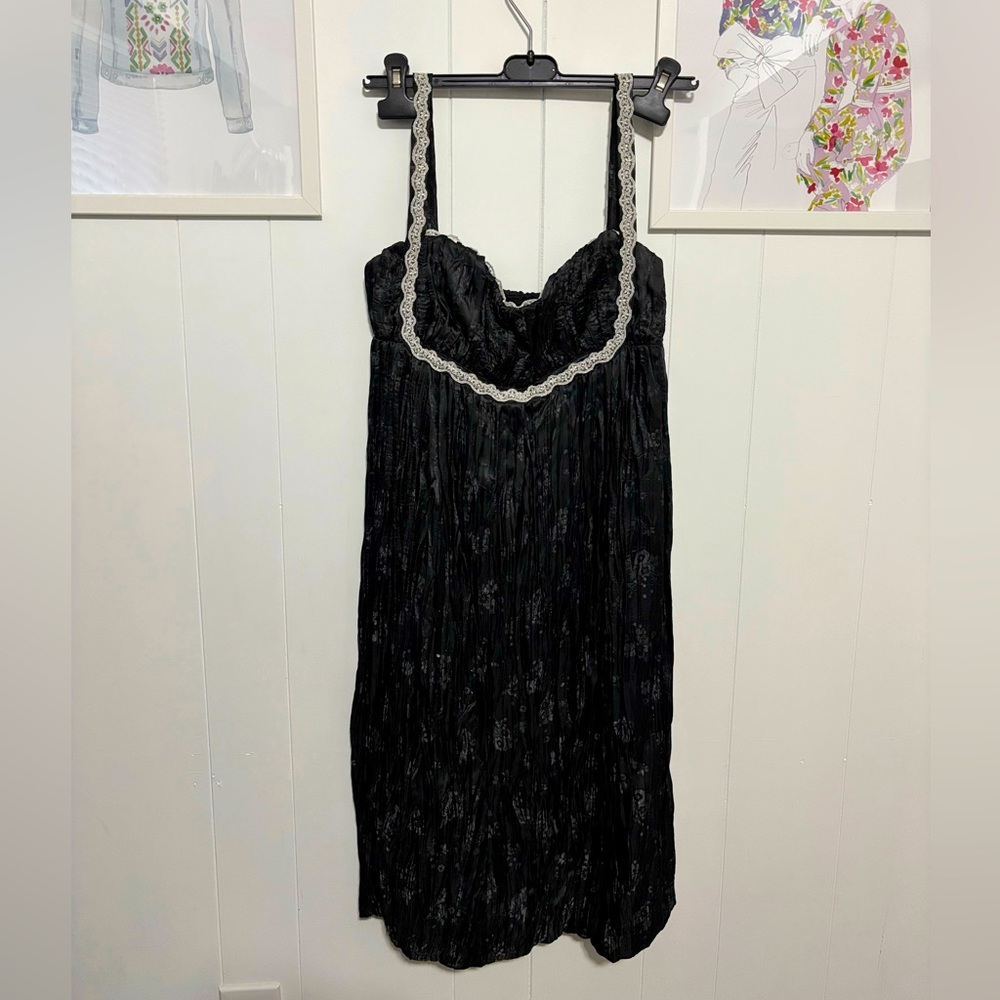 Elegant Black Lace-Trimmed Dress
